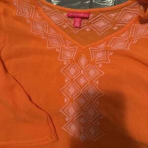 Lilly Pulitzer for Target Womens M Shirt 3/4 Sleeve‎ Solid Orange V-Neck
